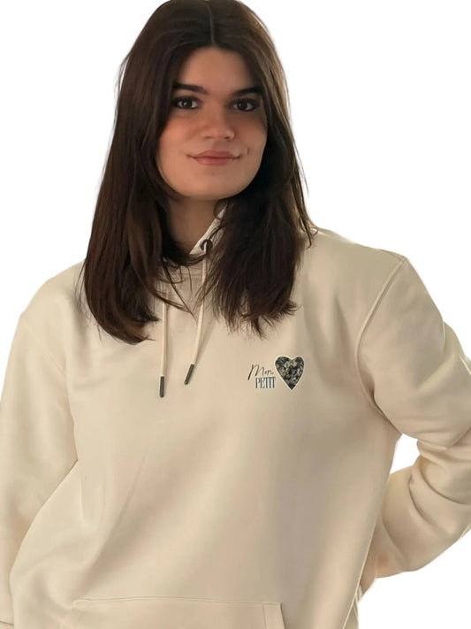 Hoddie  Mon Petit 💛 – Ivory Hortensia