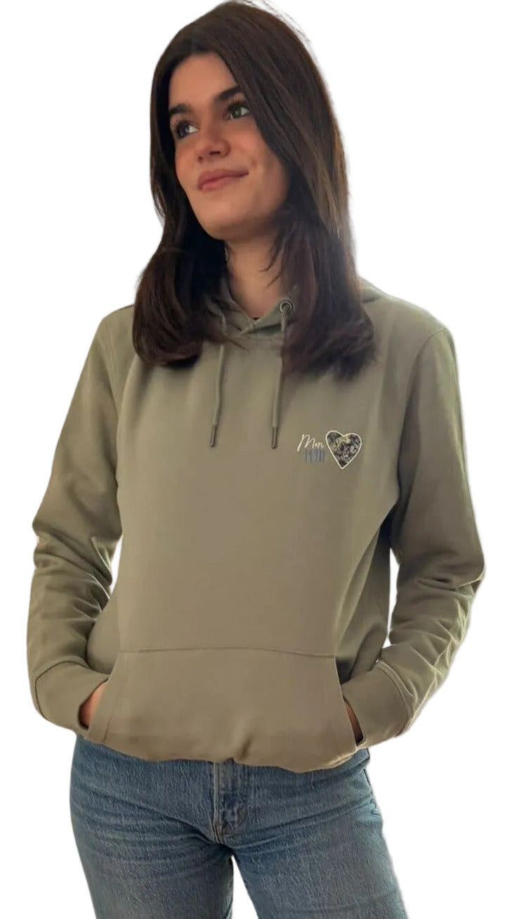 Hoodie  Mon Petit Coeur – Vert sauge
