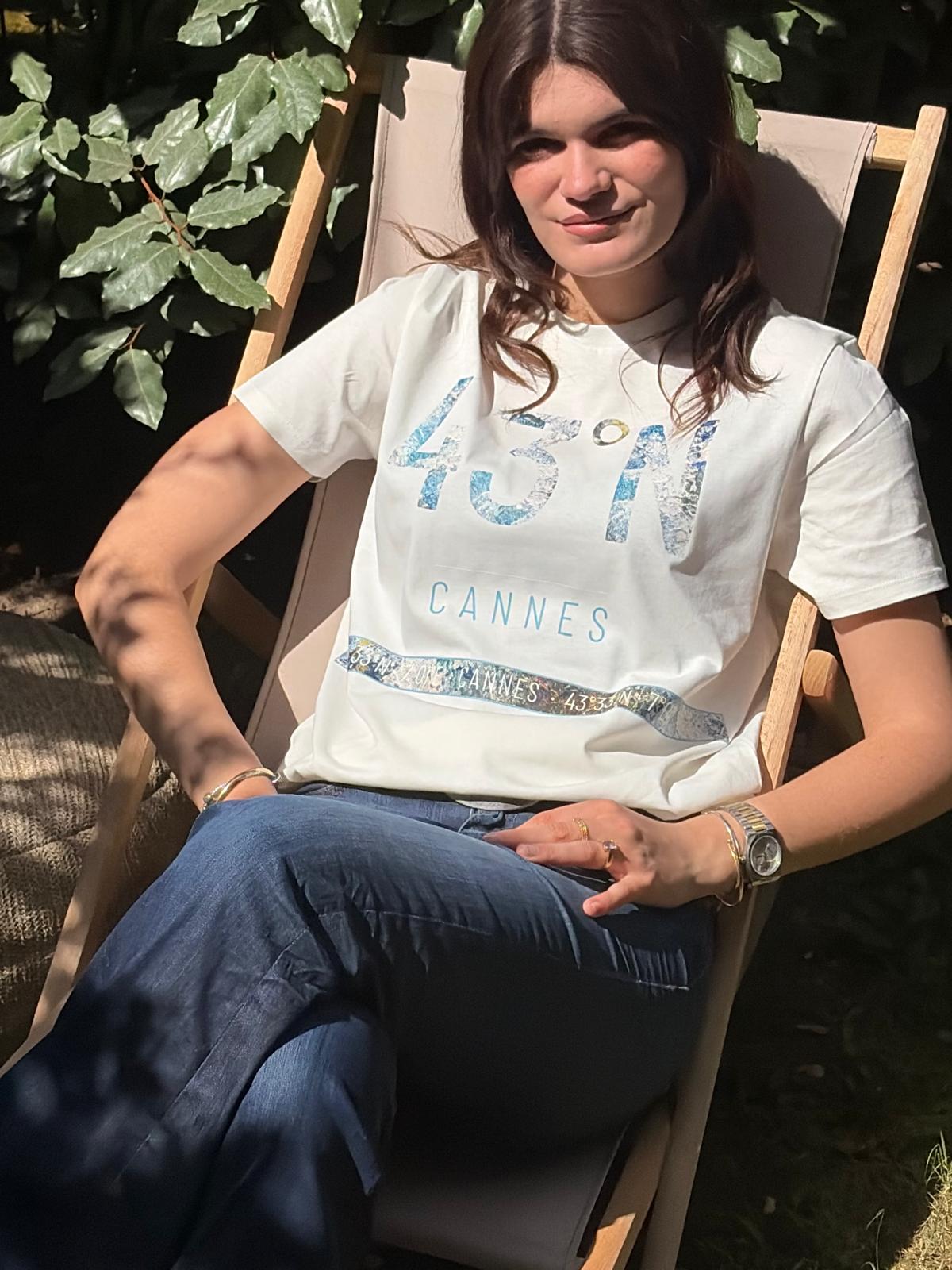 Tee-shirt 43°N Azur sur ivoire